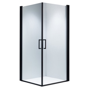 Cabina de dus patrata de colt KZ29 negru mat 80 x 80 cm sticla 6 mm