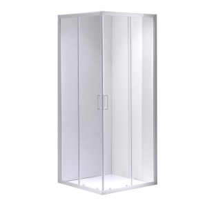 Cabina de dus patrata din sticla securizata cu rame albe si cadita alba slim KZ93A/ST02A 80 x 80 cm - Img 5