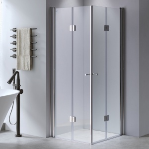 Cabina de dus patrata din sticla securizata cu rame cromate si cadita alba slim KZ1290C-ST06A 100 x 100 cm - Img 2