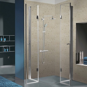 Cabina de dus patrata din sticla securizata cu rame cromate si usi batante KZ1290C 100 x 100 cm - Img 11