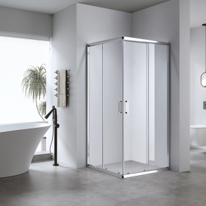Cabina de dus patrata din sticla securizata cu rame cromate si usi glisante ZKM-1019 100 x 100 cm - Img 2