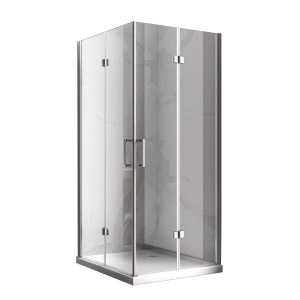 Cabina de dus patrata din sticla securizata si rame cu finisaj cromat KZ08D 100 x 100 cm