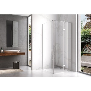 Cabina de dus patrata dins ticla securizata cu rame cromate si cadita alba slim KZ01B-ST02A 80 x 80 cm - Img 8