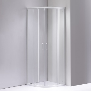 Cabina de dus pentagonal cu rame albe mat si cadita alba slim KZ94B/ST01B 90 x 90 cm - Img 3