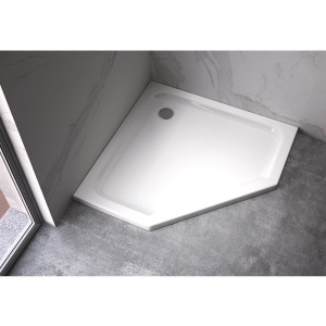 Cabina de dus pentagonala din sticla securizata 6mm si cadita de dus alba slim KZ91A-ST07A 80 x 80 cm - Img 16