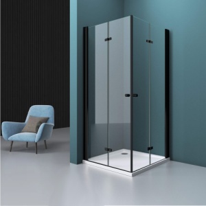 Cabina de dus pliabila Veldman Arizona Duo negru mat 110 x 110 cm sticla 6 mm - Img 4
