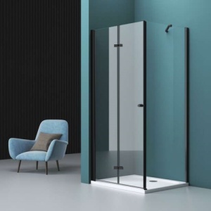 Cabina de dus pliabila Veldman Arizona One negru mat 90 x 70 cm sticla 6 mm - Img 3