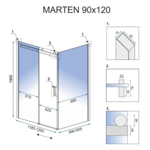 Cabina De Dus Rectangulara REA MARTEN, Dimensiuni la Alegere, Usi Culisante, Inaltime 190 cm, Sticla Securizata - 6 Mm, Finisaj Crom - Img 13
