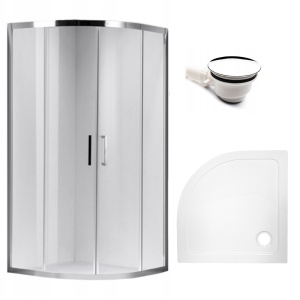 Cabina de dus semicirculara din sticla securizata cu cadita alba slim KZ101B/ST01B 90 x 90 cm