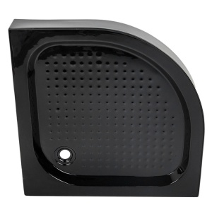 Cabina de dus semicirculara din sticla securizata cu rame cromate cu cadita dus neagra antialunecare KZ94C/SXL01C 100 x 100 cm - Img 8