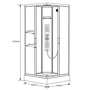 Cabina dus de colt cu hidromasaj, Cadita patrata, 80x80cm, Inaltime 210 cm - Img 28