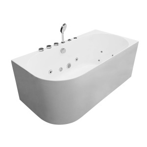 Cada de baie asimetrica cu hidromasaj si cromoterapie MO-18043R montaj dreapta– 150 x 75 x 59 cm, Alb