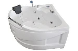 Cada de baie cu hidromasaj de colt MO-0203, 135 x 135 x 75 cm, cromoterapie, radio Bluetooth, alb - Img 6