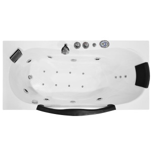 Cada de baie cu hidromasaj si incalzitor MO-1002 Turbo+ SPA 180 x 88 x 65 cm, Panou sticla, Bluetooth, Alb - Img 2
