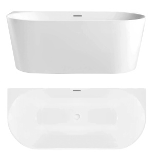 Cadă de baie freestanding, acrilica, alba Capri Slim 150 cm - Img 6