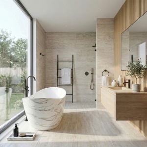 Cadă de baie freestanding, acrilica, alba, Ferrano Slim Nature 170 cm - Img 7