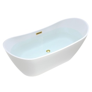 Cada de baie freestanding alba cu elemente auriu periat Rica 513C, 170 x 175 cm