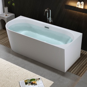 Cada de baie freestanding back-to-wall asimetrica MO-1724RYF-160 montaj dreapta, alb lucios – 160 x 75 cm - Img 5