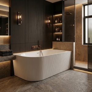 Cada de baie freestanding back to wall Wenus cu montaj dreapta, alba, 170 cm - Img 3