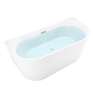 Cada de baie freestanding canelata, montaj universal, Carlo 517D 170 x 75 cm, alba cu ventil cromat - Img 1
