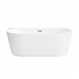 Cada de baie freestanding canelata, montaj universal, Carlo 517D 170 x 75 cm, alba cu ventil cromat - Img 12