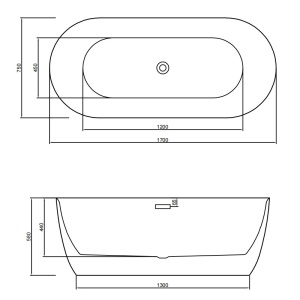 Cada de baie freestanding Cesana 518C, alb mat, 170 x 75 cm - Img 9
