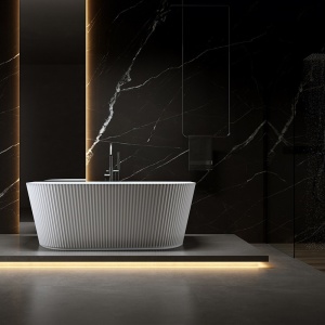 Cada de baie freestanding, montaj la perete Carlo2 170 x 75 cm, ventil si preaplin negru mat - Img 15
