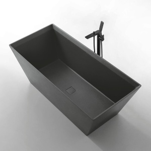 Cada de baie freestanding MUE-D001G gri mat cu textura de piatra – 170 x 75 x 60 cm - Img 3