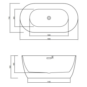 Cada de baie freestanding ovala Cesana 518A alb mat – 150 x 75 cm - Img 8