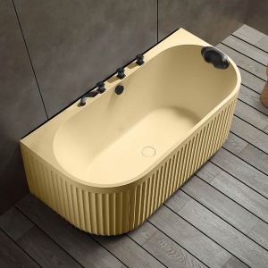 Cada de baie freestanding ovala MUE-A005 cappuccino cu baterie neagra – 170 x 80 cm - Img 3