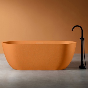 Cada de baie freestanding ovala MUE-D002O portocaliu mat cu textura de piatra – 170 x 75 cm - Img 2
