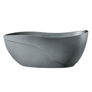 Cada de baie freestanding ovala MUE-D007GG Gri Granit – 170 x 80 x 71 cm, finisaj mat cu textura de piatra