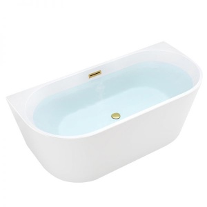Cada de baie LENA 527D, Dimensiune 170x75cm, Culoare Alb, Deversor Auriu Periat - Img 1