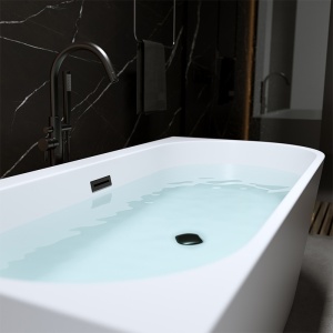 Cada de baie MERA 509C, montata pe perete, stanga, alb cu negru, 160x75 cm - Img 6