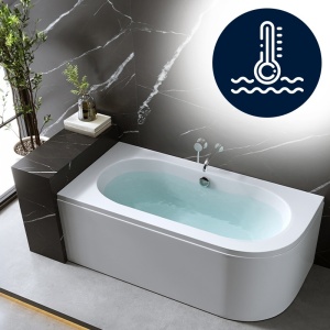 Cada de baie, montaj stanga cu masca, EBI - 150 x 75 cm, acril alb, sifon crom inclus - Img 5