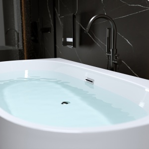 Cada de baie NORA 526B, Dimensiune 150x80cm, Culoare Alb, Deversor Crom - Img 2