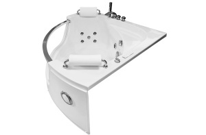 Cada de baie pe colt cu hidromasaj si SPA alba 150 x 150 x 61 cm - Img 5