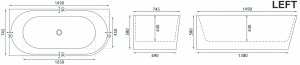Cada de baie pe colt stanga Bellanto Sydney 150 cm alb - Img 10