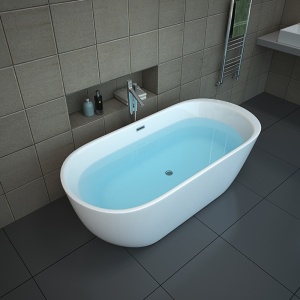 Cada de baie PORTO 503B, Dimensiune 170x75cm, Culoare Alb, Deversor Crom - Img 3