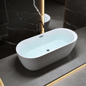 Cada de baie PORTO 503B, Dimensiune 170x75cm, Culoare Alb, Deversor Crom - Img 12