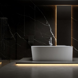 Cada de baie RIO 504A, Dimensiune 140x75cm/Dreapta, Design Elegant, Culoare Alb, Deversor Alb - Img 5