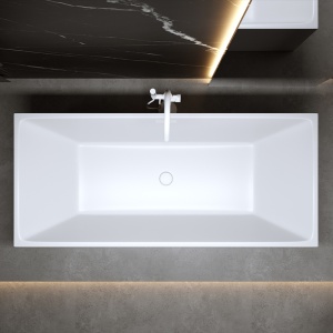 Cada de baie SANTA 507C, Dimensiune 170x75cm , Culoare Alb, Deversor Alb Mat - Img 3