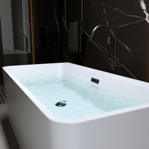 Cada de baie SOFIA 515B, Dimensiune 150x75cm, Culoare Alb, Deversor Crom - Img 5