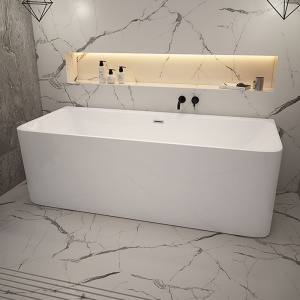 Cada de baie SOFIA 515C, Dimensiune 160x75cm, Culoare Alb, Deversor Crom - Img 9