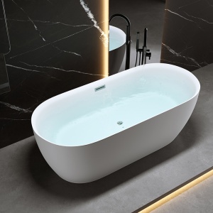 Cada de baie suport 150x75cm Cesana 518A, Culoare Alb , Deversor Cromat - Img 8