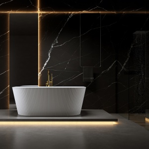 Cada de baie suport CARLO 517D, Dimensiune 170x75cm, Design elegant, Culoare Alb, Deversor Auriu - Img 8