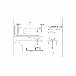 Cada dreptunghiulară compozit Villeroy & Boch Oberon 170x70 cm Quaryl - Img 2