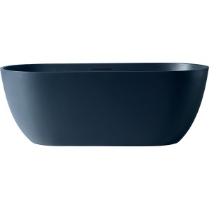 Cadă freestanding ovală, albastru prusac mat, efect piatră, 170 x 75 cm
