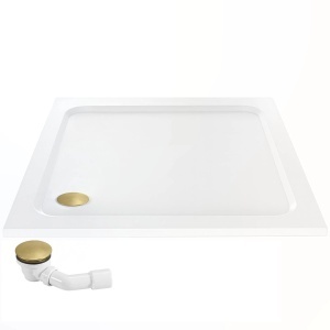 Cada pentru dus din acril Rea Belmond White Brush Gold 90x90 cm - Img 4