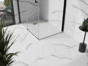 Cadita de dus 110x90 cm dreptunghiulara, Culoare Alb-Auriu, Sifon inclus - Img 2